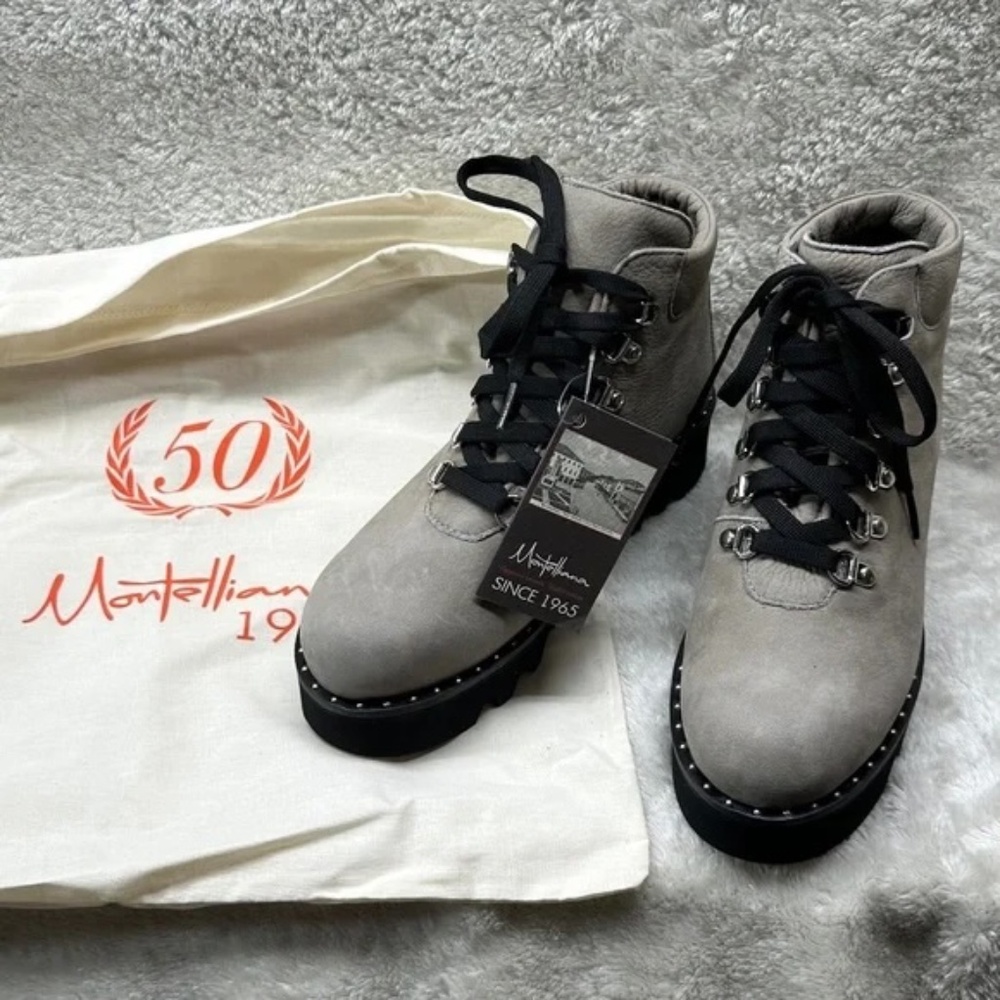 Montelliana 1965 Bluma Lace up Boots Ash Grey Size 5.5 Women's Flaw